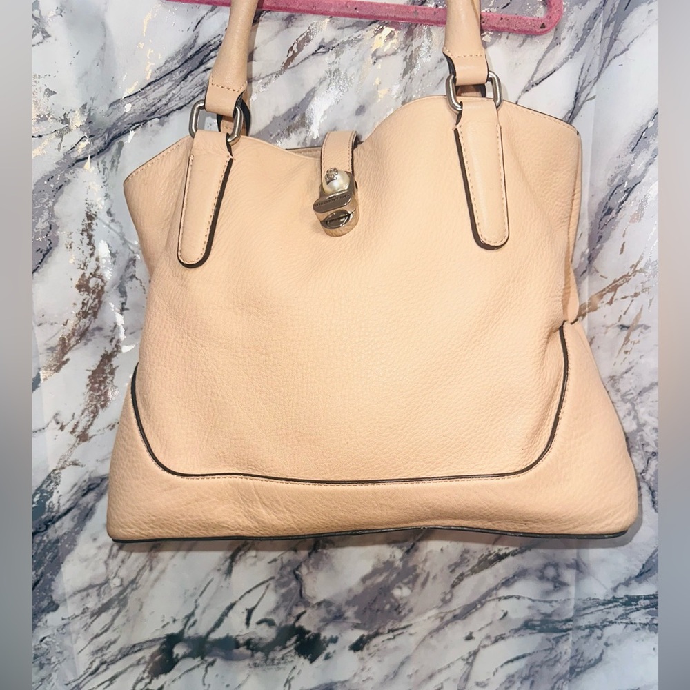Karl Lagerfeld Modern Minimalistic style Blanch Pebble Leather Satchel